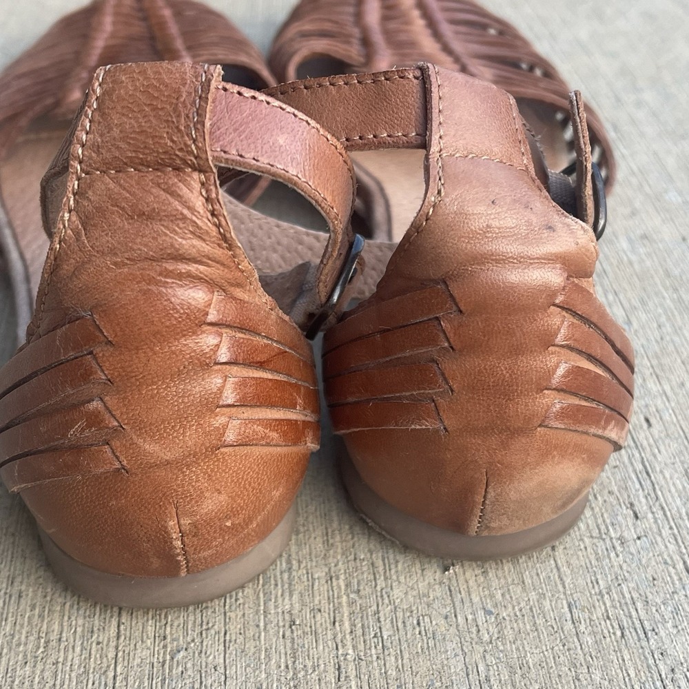 Seychelles Trinket Woven Leather Huarache Sandals Flat  Cognac Brown Size US 9 - Picture 4 of 7